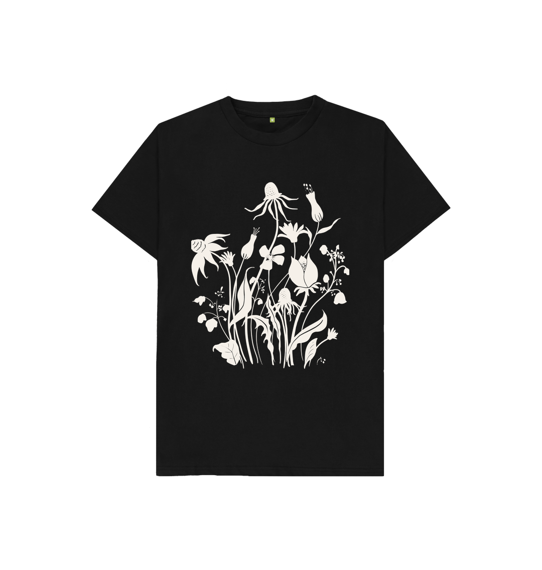 Black Wildflowers Kid's Organic Cotton T-shirt