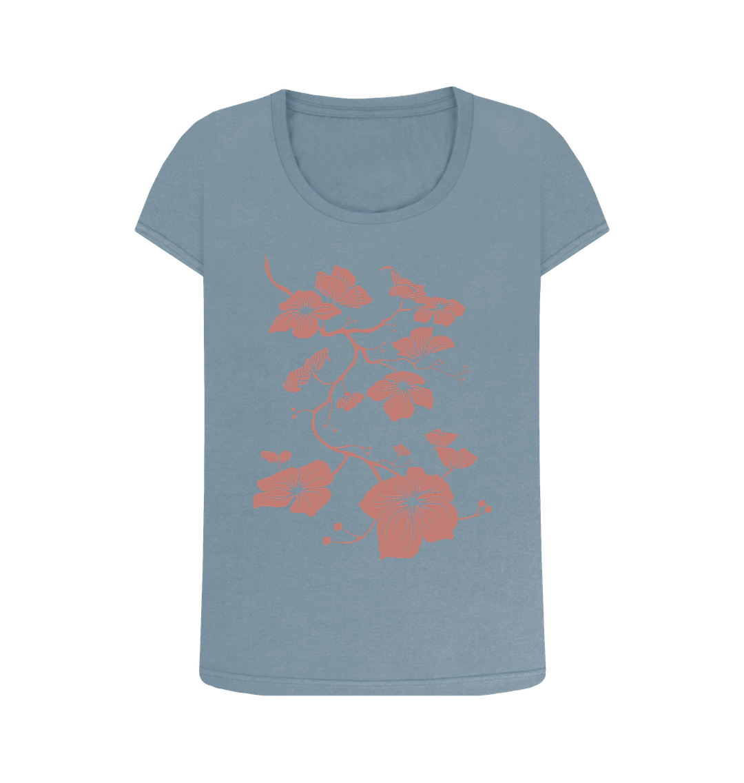 Stone Blue Dogwood - Women's Organic Scoop Neck T-shirt