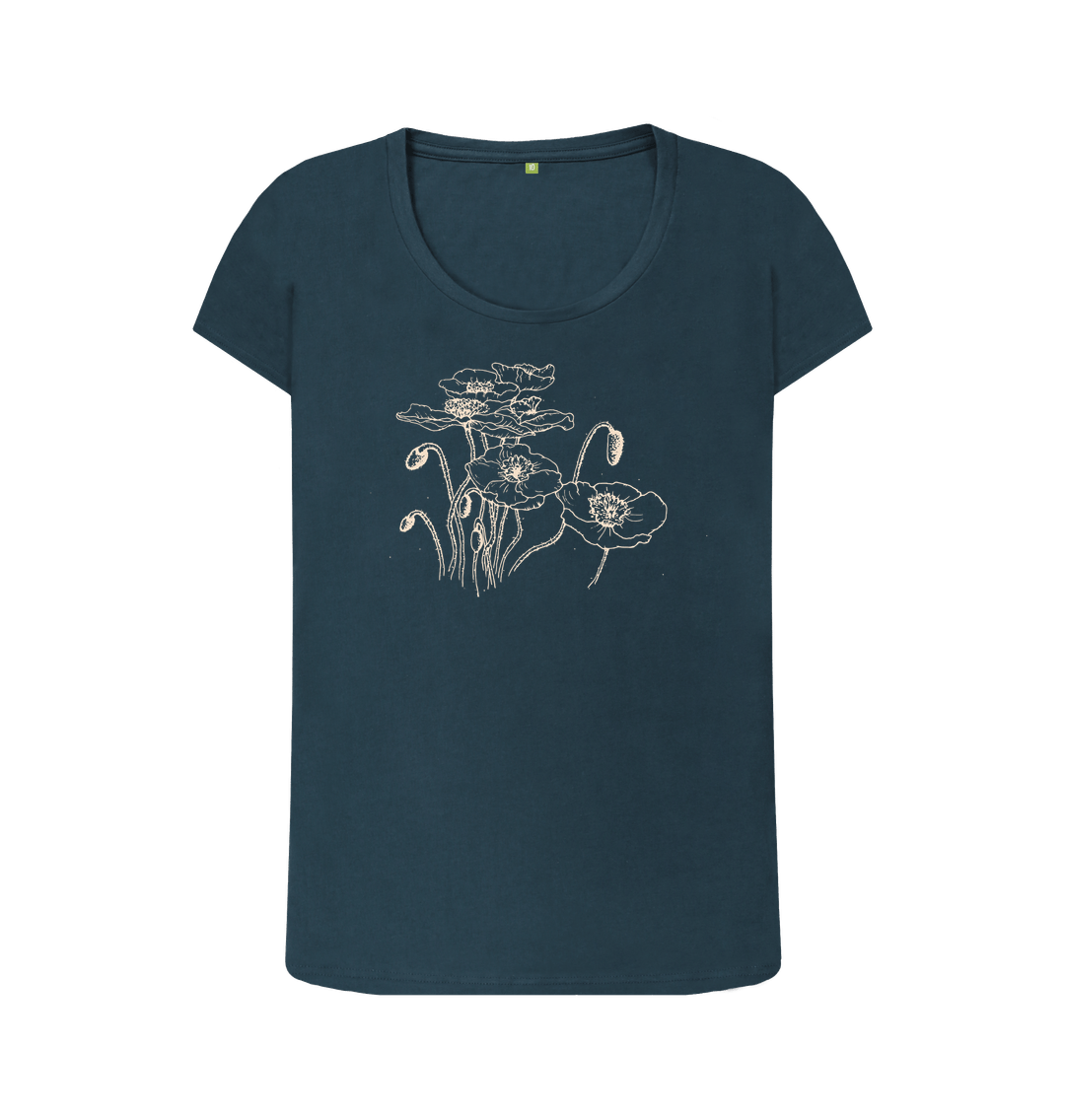 Denim Blue Poppies Women's Organic Scoop Neck Tee