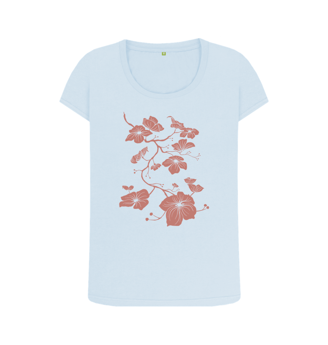Sky Blue Dogwood Women's Organic Scoop Neck T-shirt - Sienna