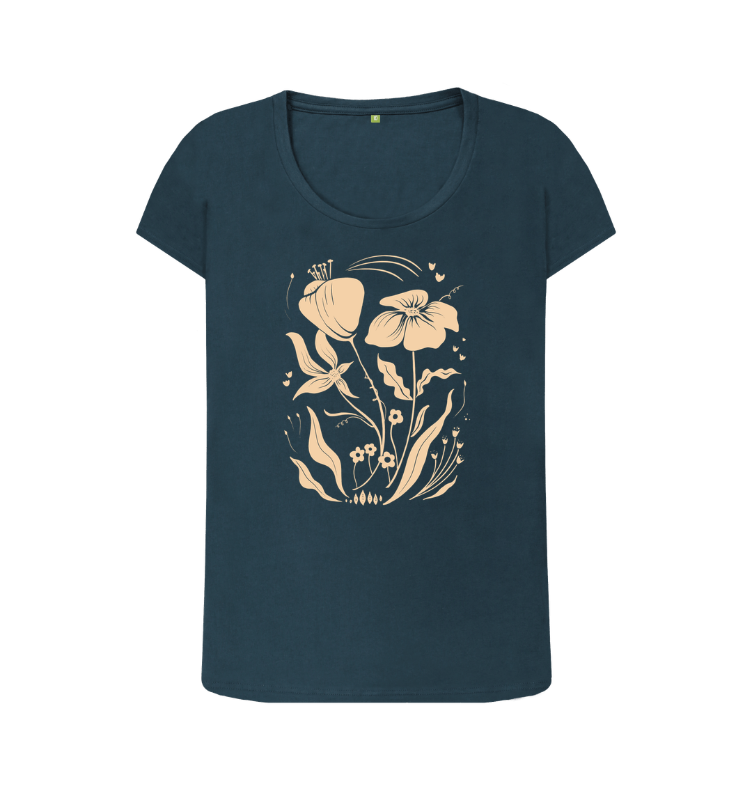 Denim Blue Meadow - Women's Organic Crew Neck T-shirt