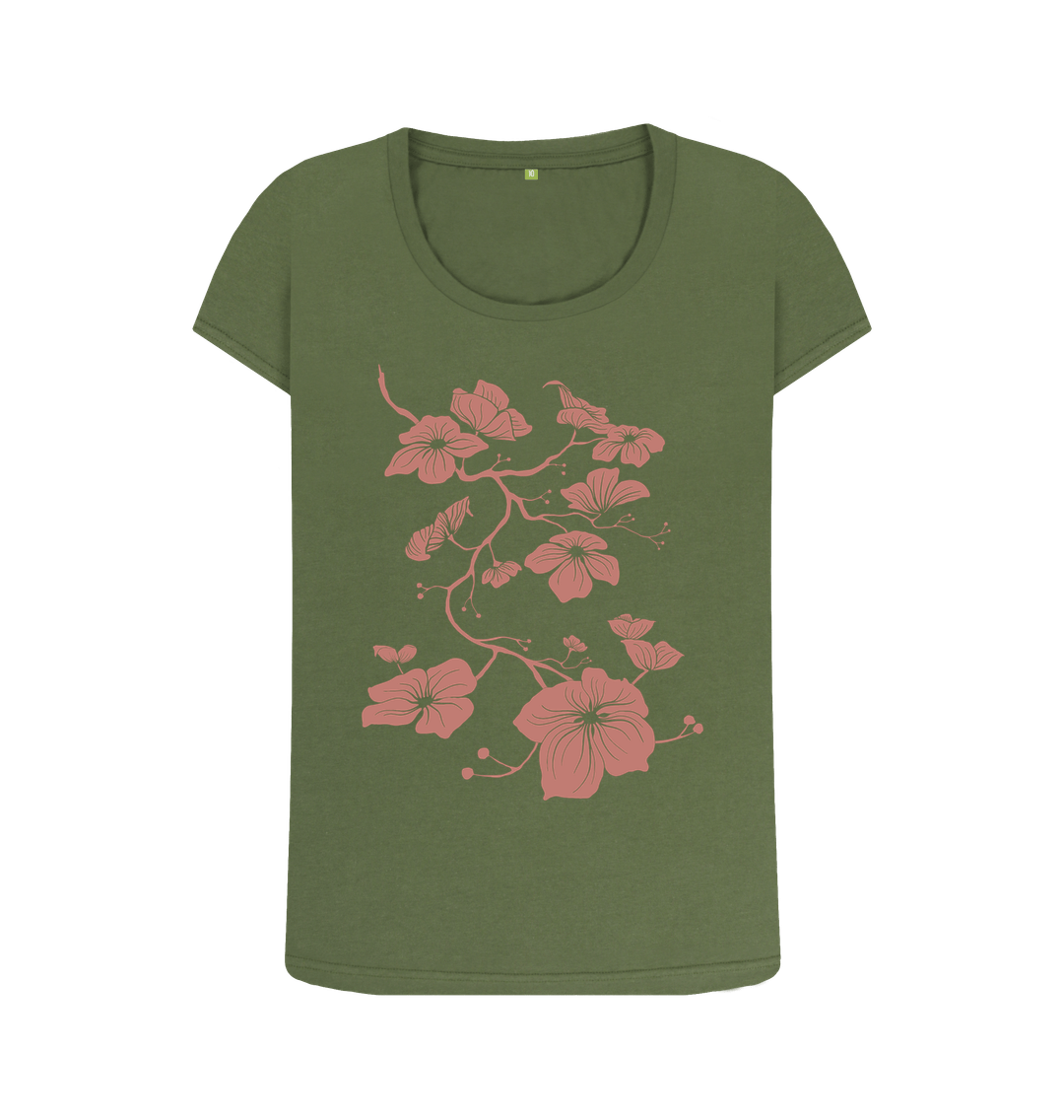 Khaki Dogwood - Women's Organic Scoop Neck T-shirt