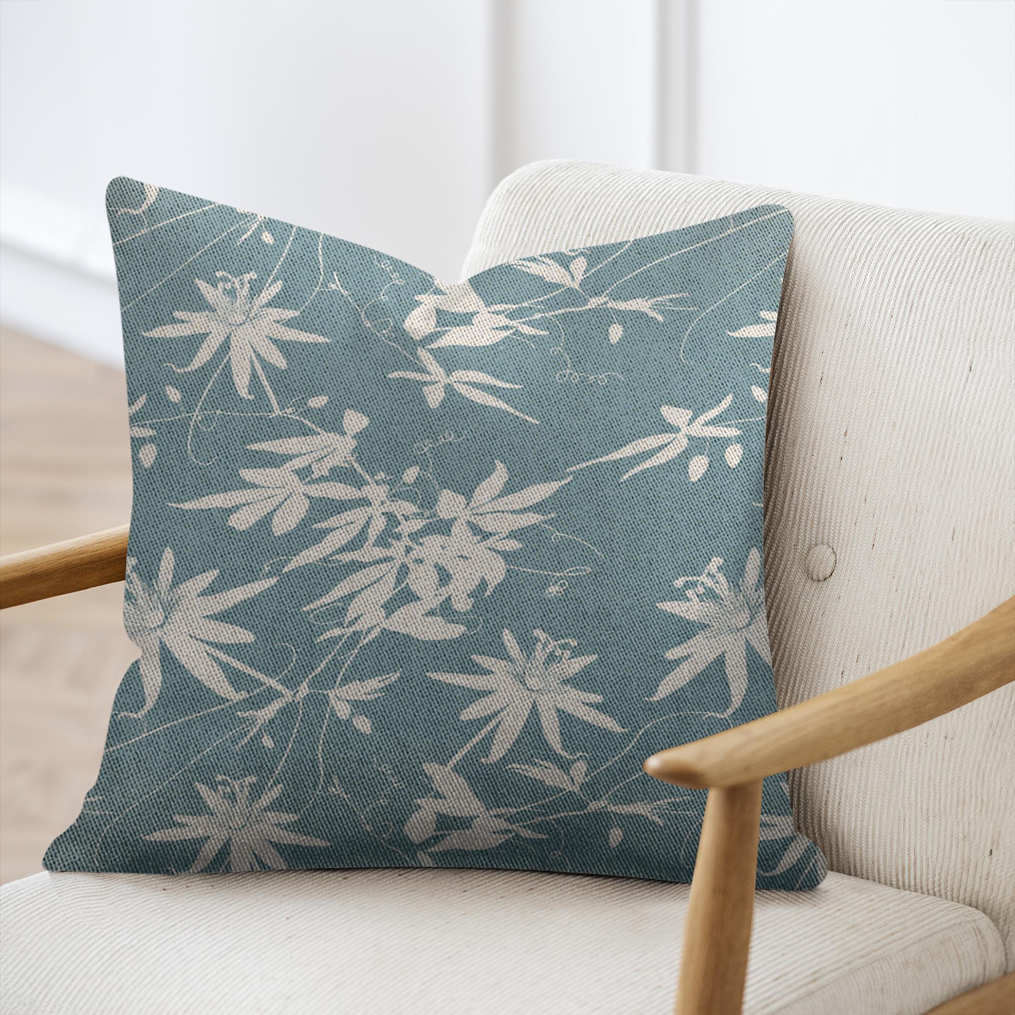 Passion Vine Woven Pillow (Teal)