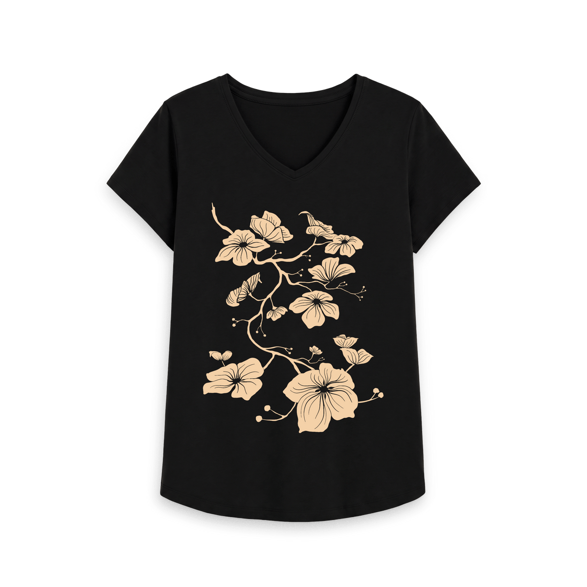 Black Printed T-shirt Front