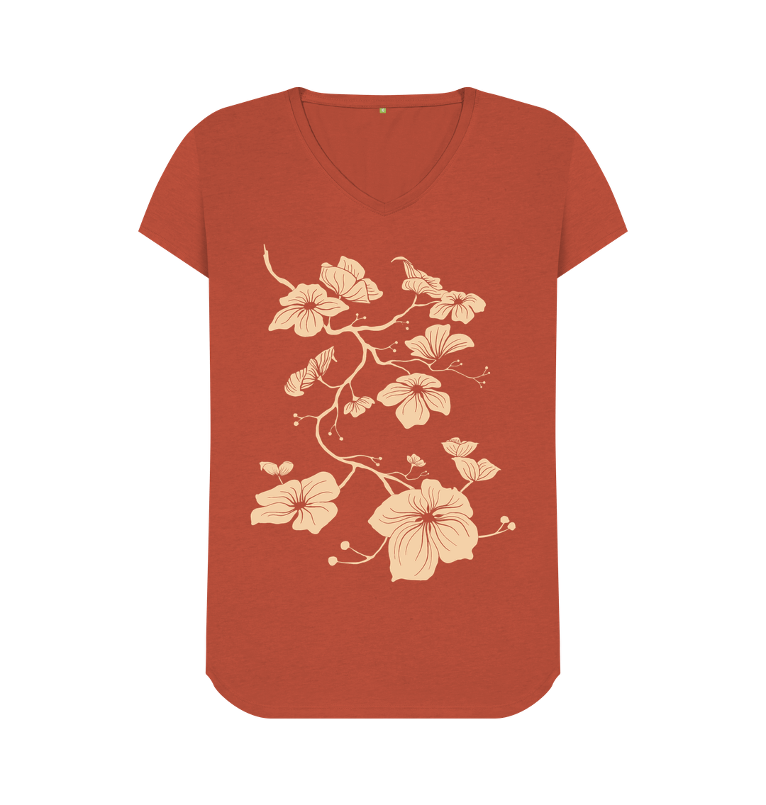 Rust Dogwood - Women's Organic V-neck T-shirt