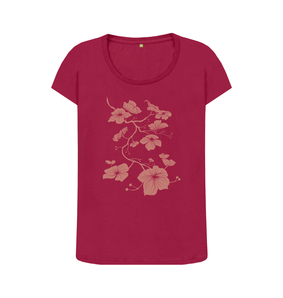 Cherry Dogwood Women's Organic Scoop Neck T-shirt - Sienna