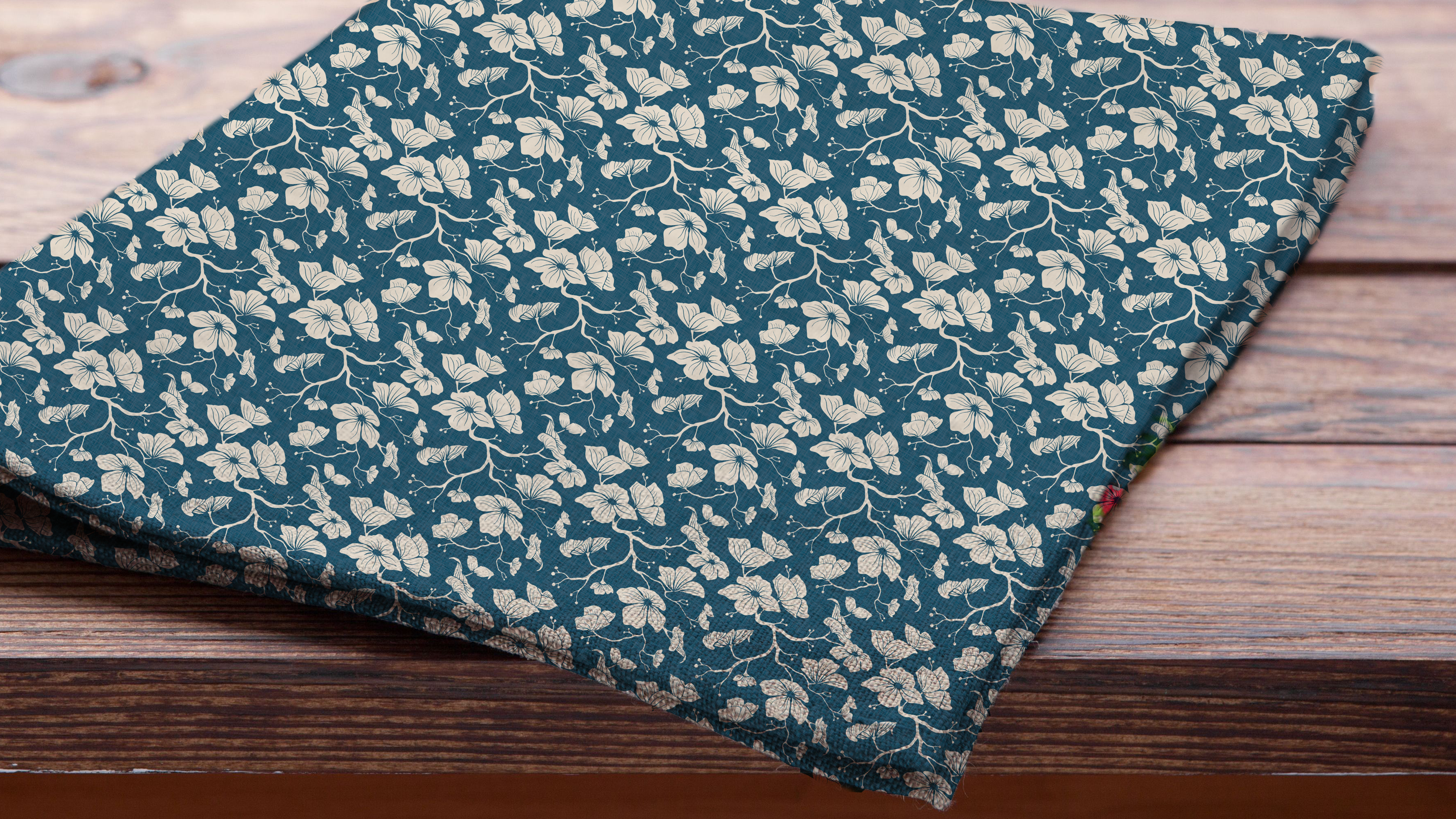 Dogwood Cloth Napkins (Deep Teal)