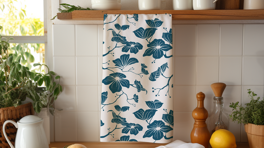 Dogwood Tea Towel (Deep Teal)