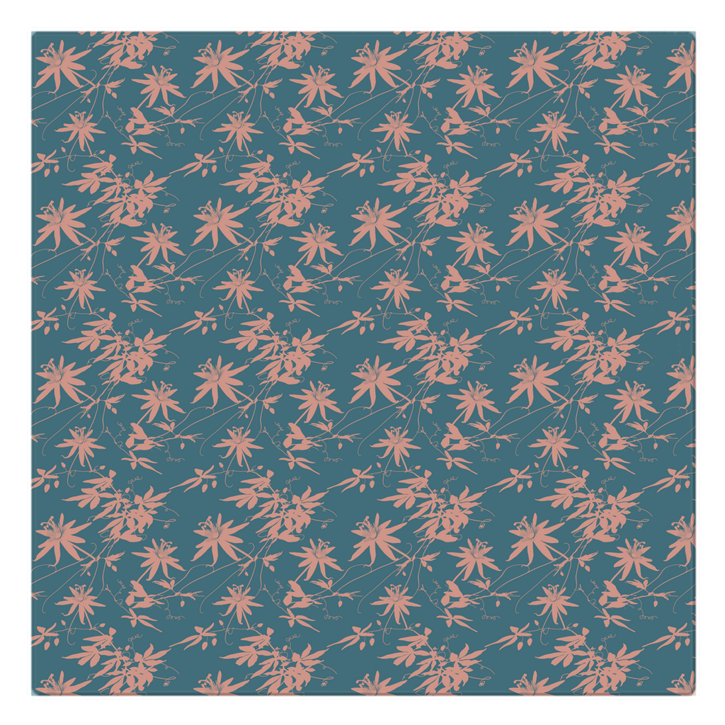 Passion Vine Cloth Napkins (Teal and Coral)