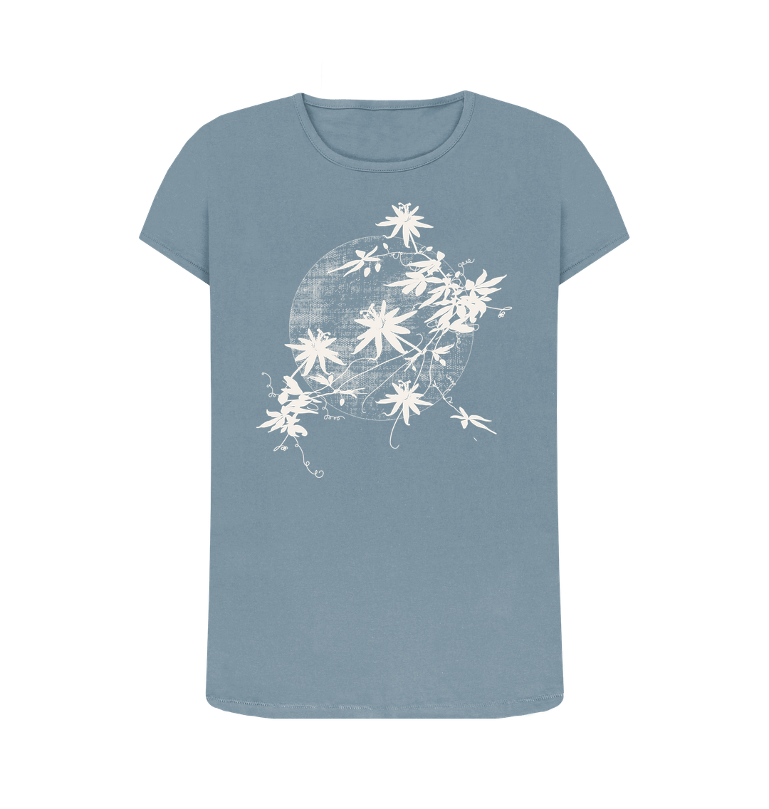 Stone Blue Passion Vine - Women\u2019s Organic Crew Neck Tee